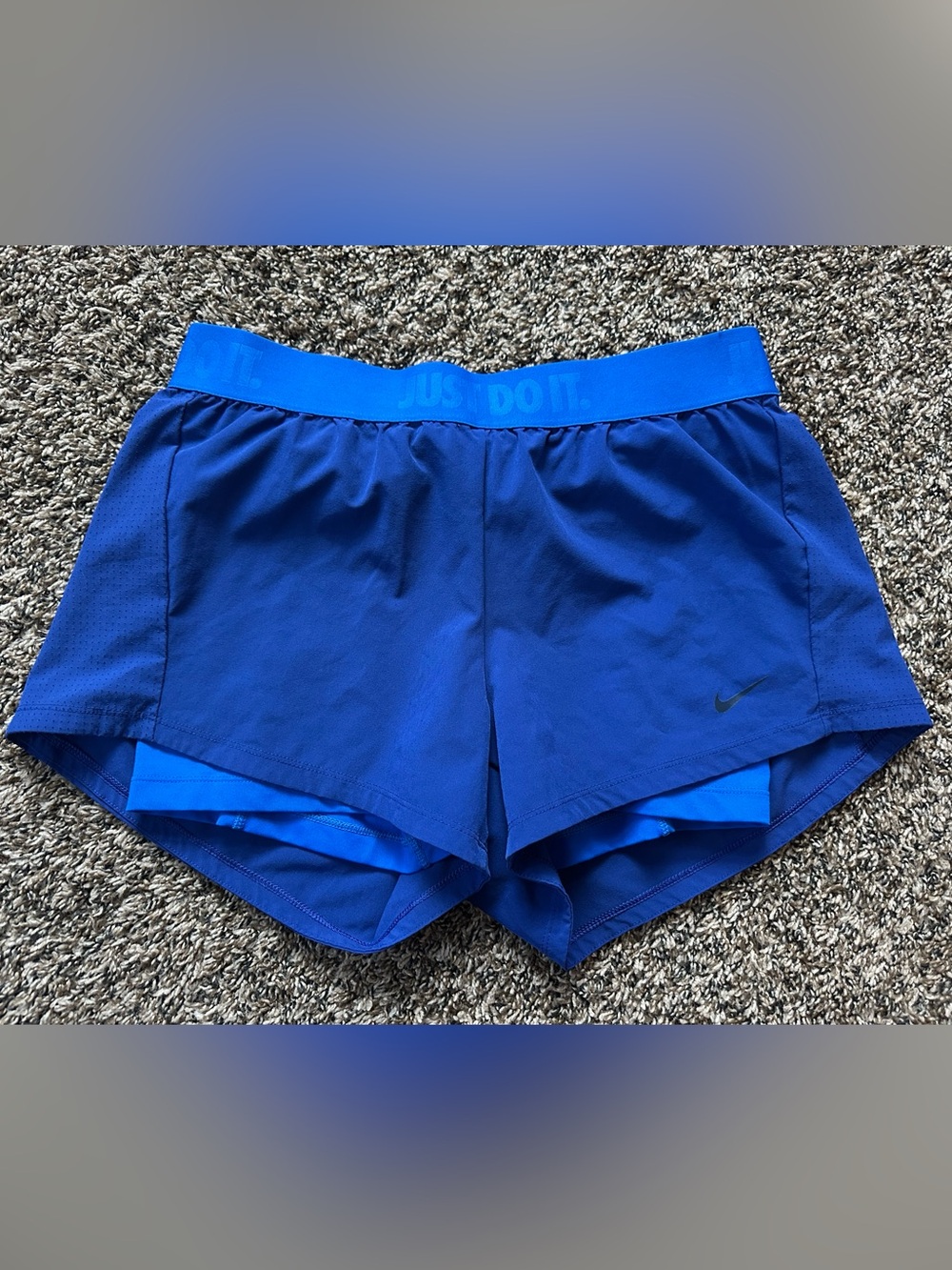 Nike Women's Dri-FIT Flex 2-in-1 Running Shorts in royal blue size medium